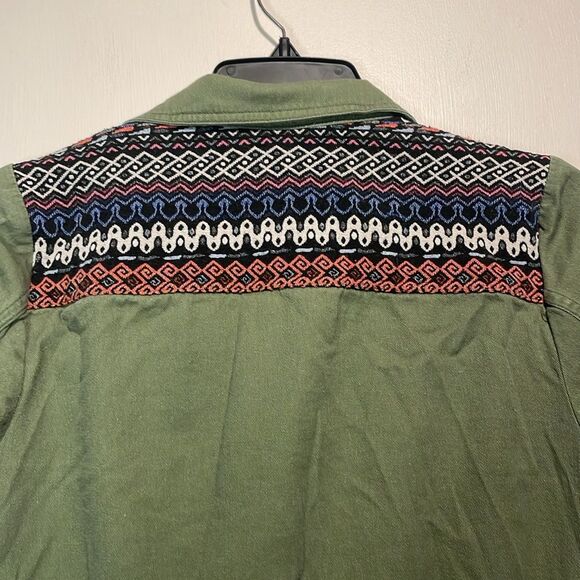 ModCloth- Olive Green Capulet Embroidered Aztec Utility Anorak Jacket- Size S - Picture 8 of 10